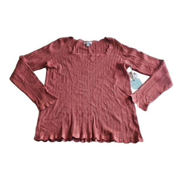 Ryegrass womens Sz 3X burn brick knit pullover sweatshirt - Picture 3 of 7